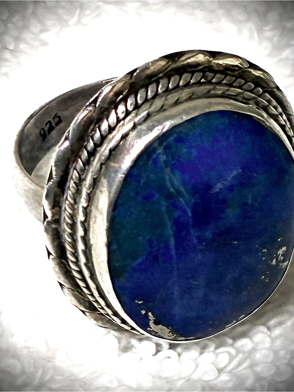 Sterling Silver Lapis Lazuli Cabochon Ring Size 9.5